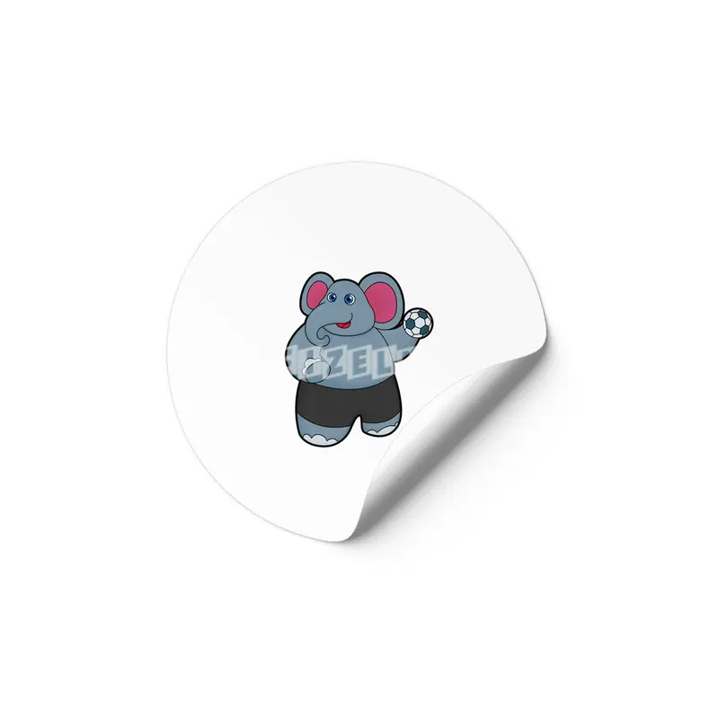 Elephant as Handball player with Handball ball Etiket
