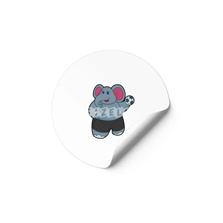 Elephant as Handball player with Handball ball Etiket