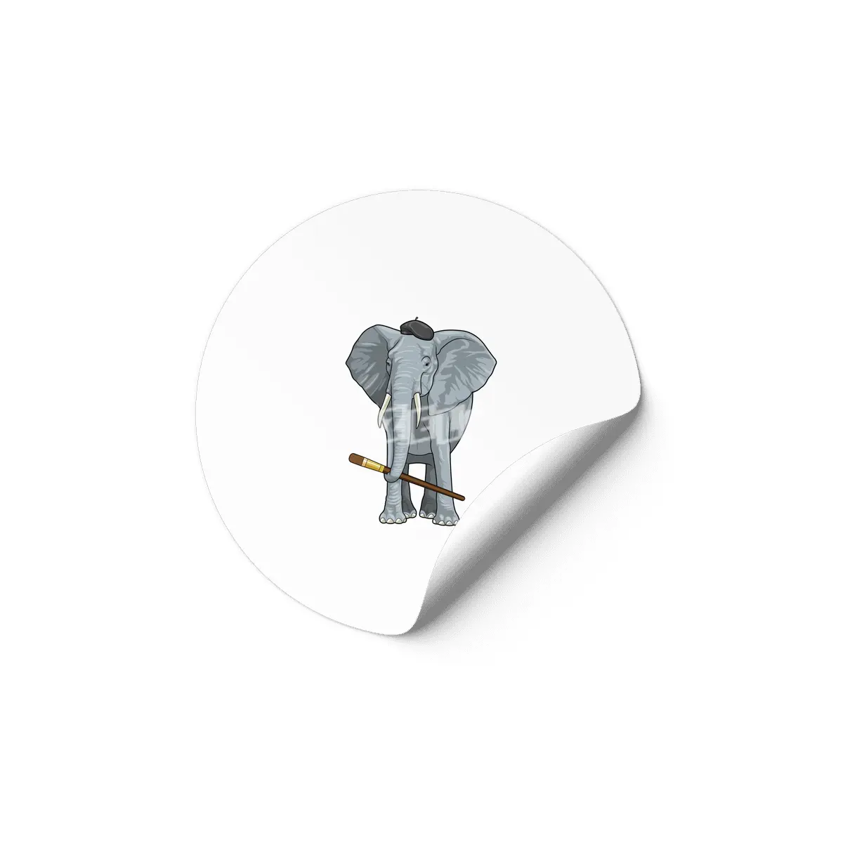Elephant as Painter with Paint brush Etiket