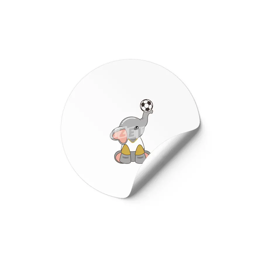 Elephant as Soccer player with Soccer ball Etiket