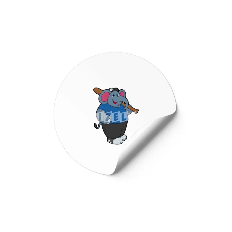 Elephant at Baseball with Baseball bat Etiket