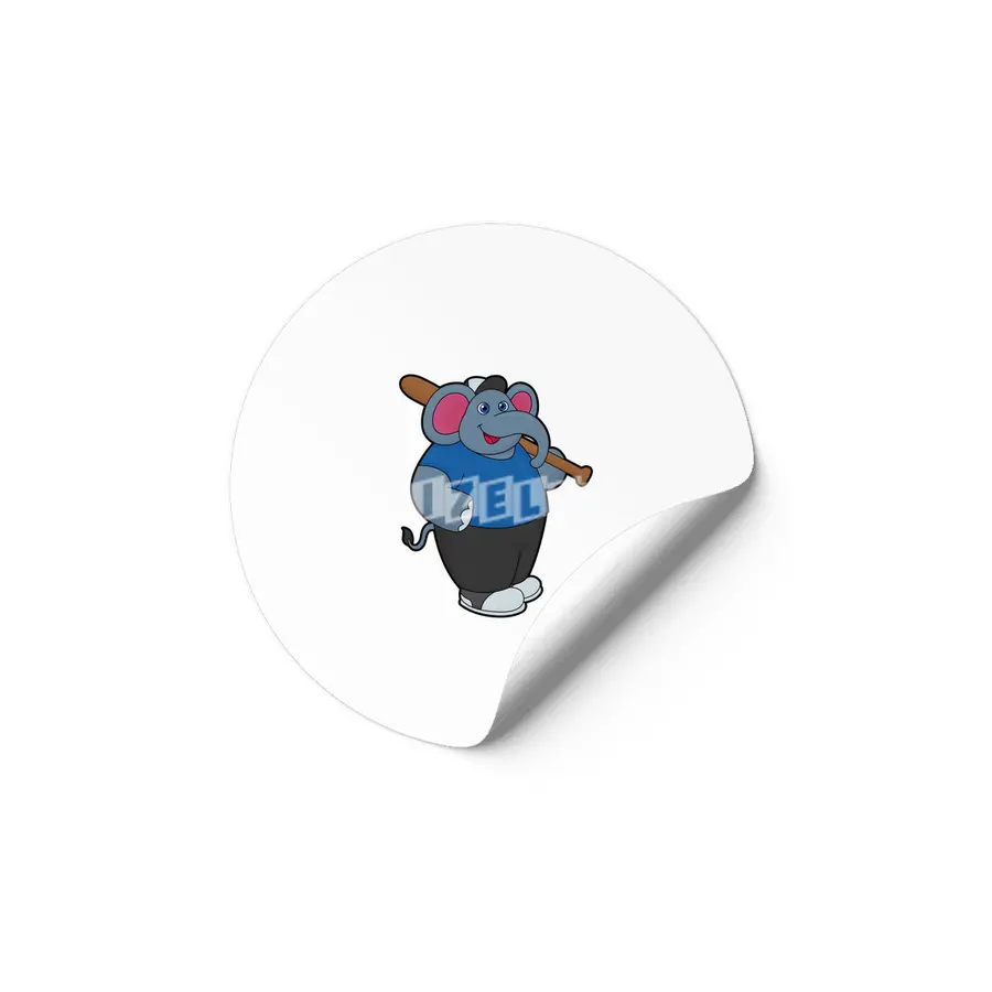 Elephant at Baseball with Baseball bat Etiket