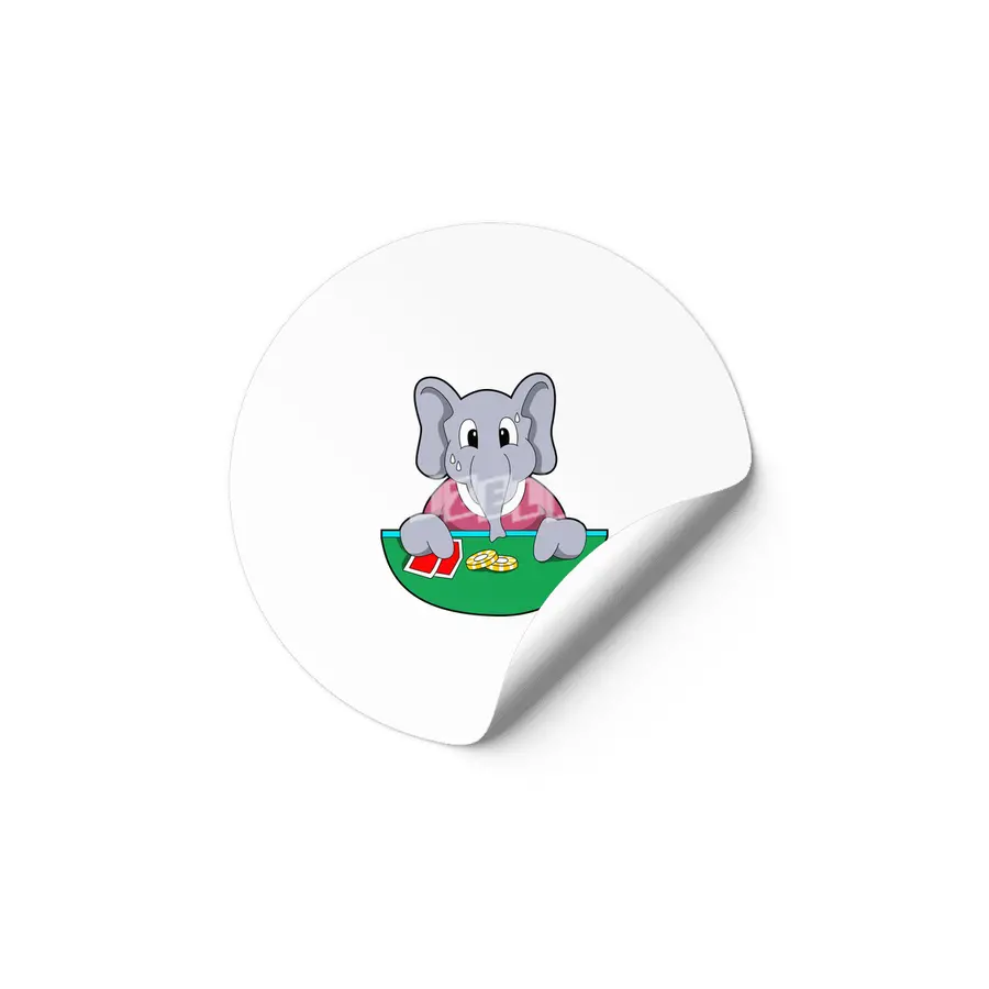 Elephant at Poker with Cards Etiket