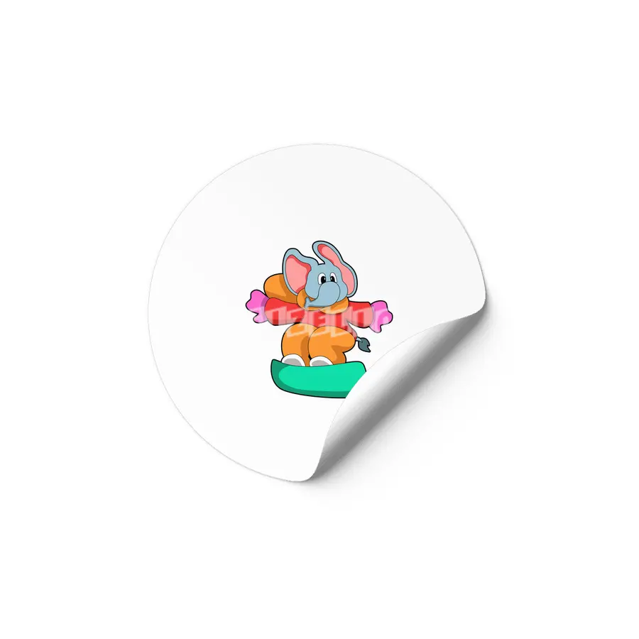 Elephant at Snowboarding with Snowboard Etiket