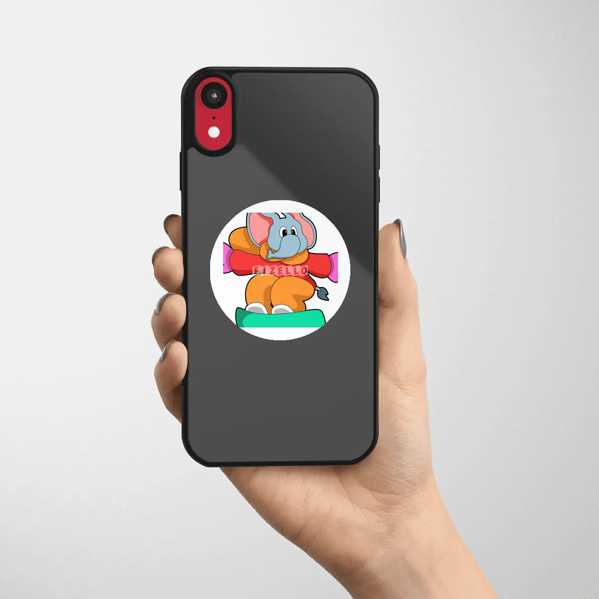 Elephant at Snowboarding with Snowboard Etiket