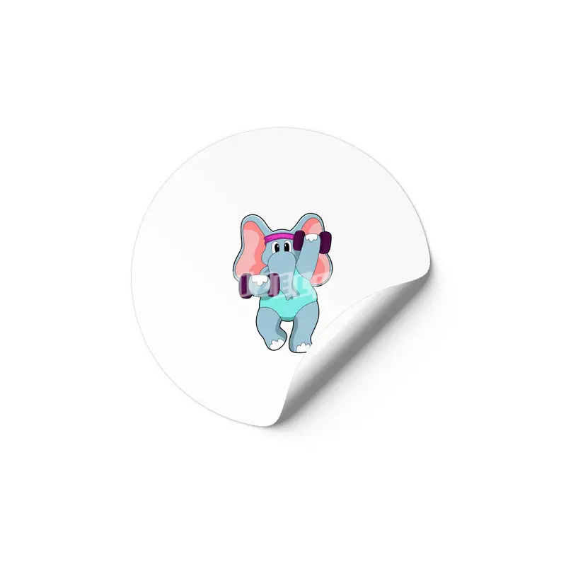 Elephant at Strength training with Dumbbells Etiket