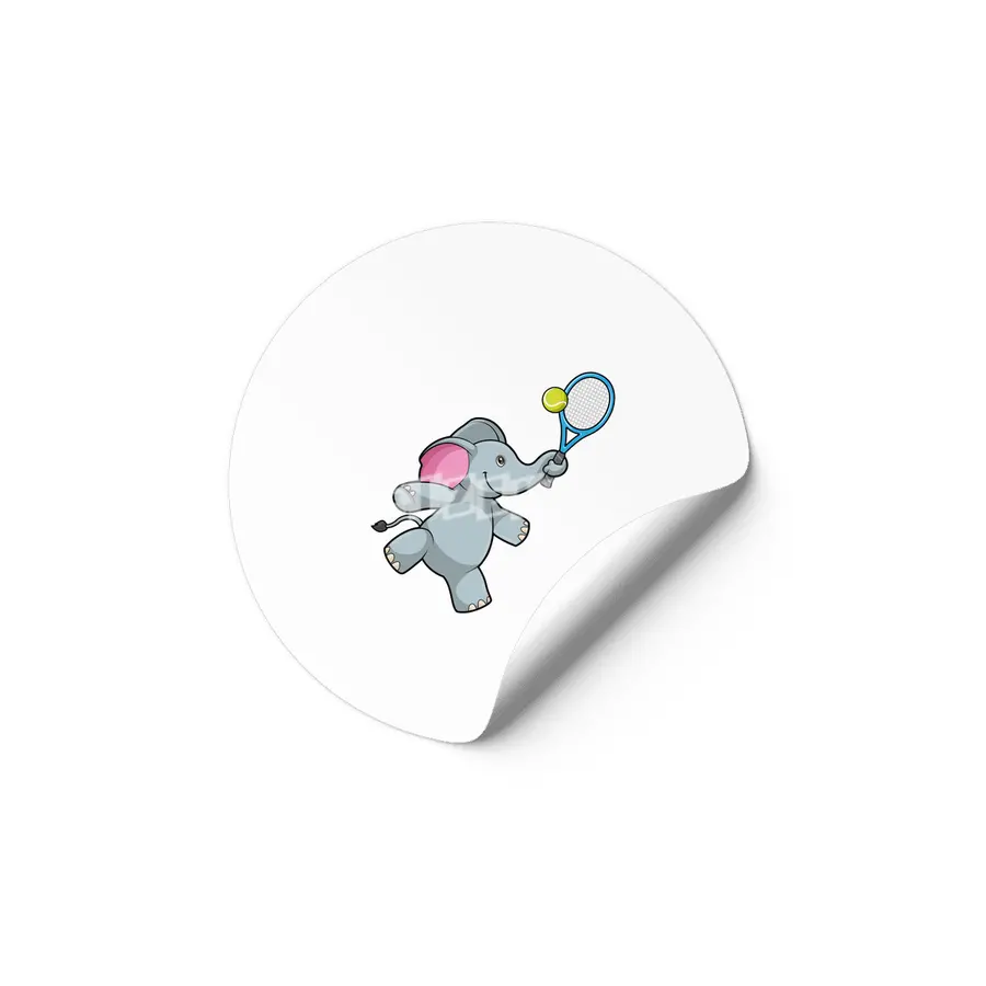Elephant at Tennis with Tennis racket Etiket