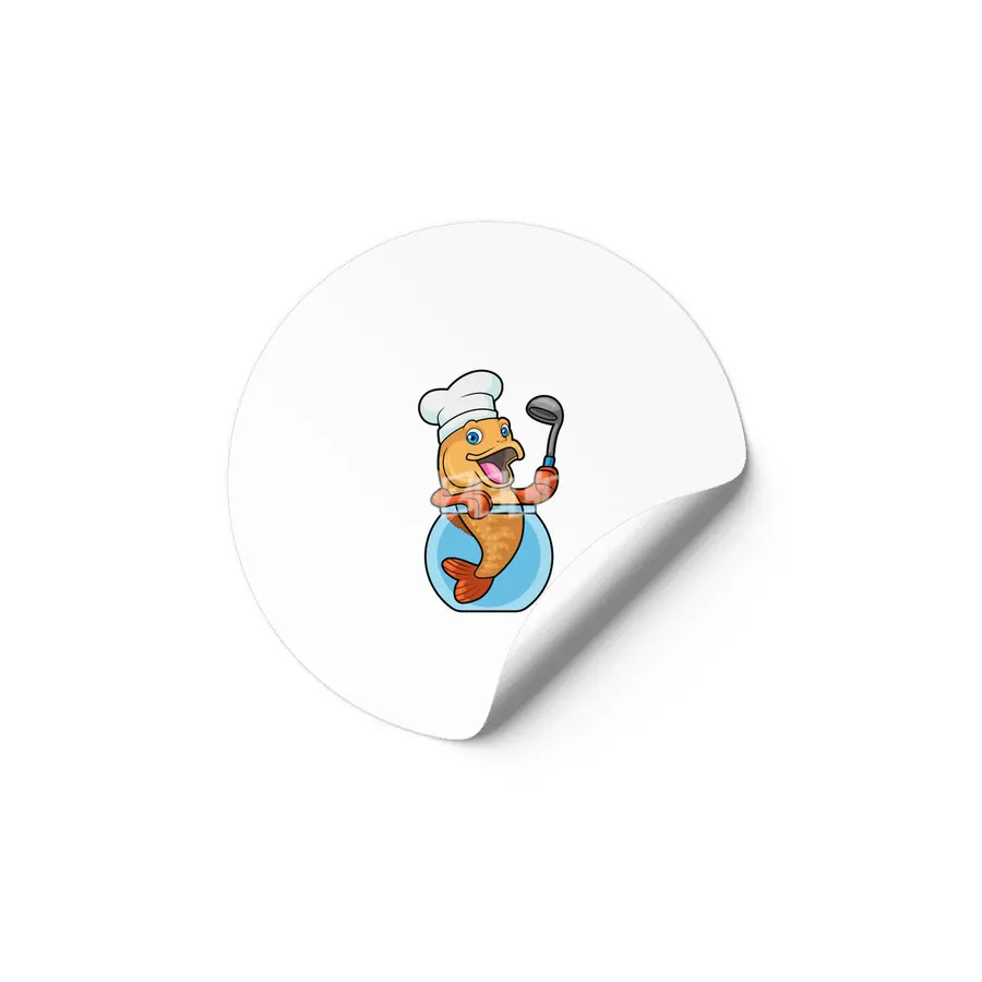 Fish in Glass as Cook with Soup spoon Etiket