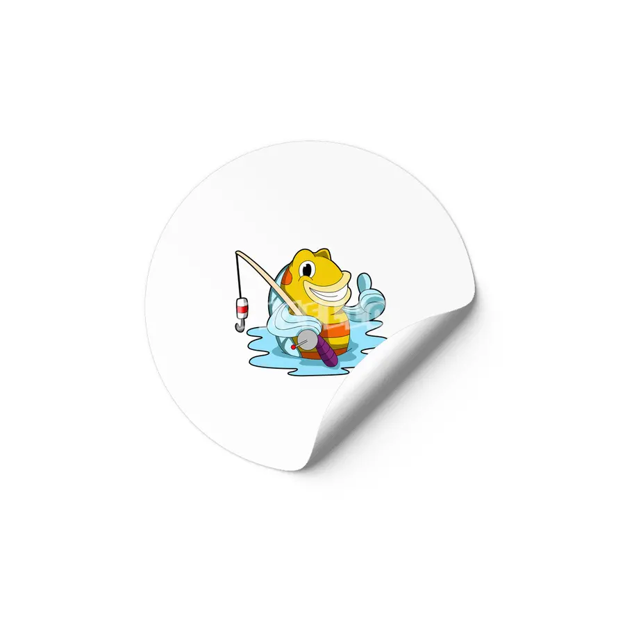 Fish with Fishing rod in Water Etiket