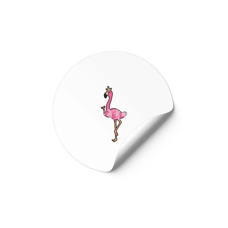 Flamingo as King with Crown & Staff Etiket