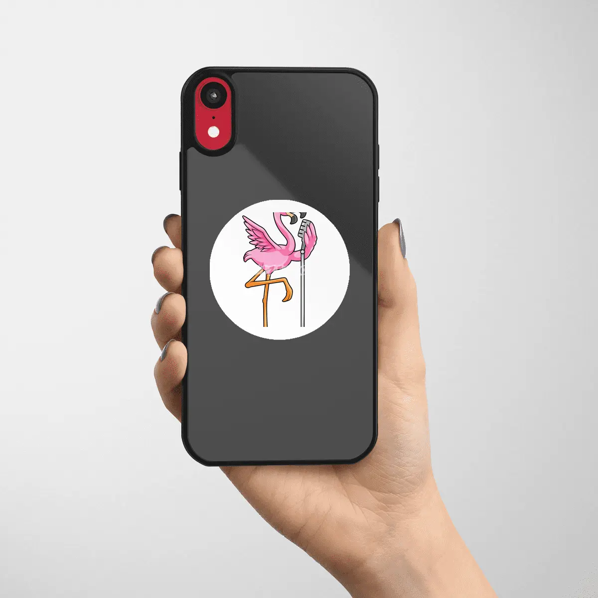 Flamingo at Singing with Microphone Etiket