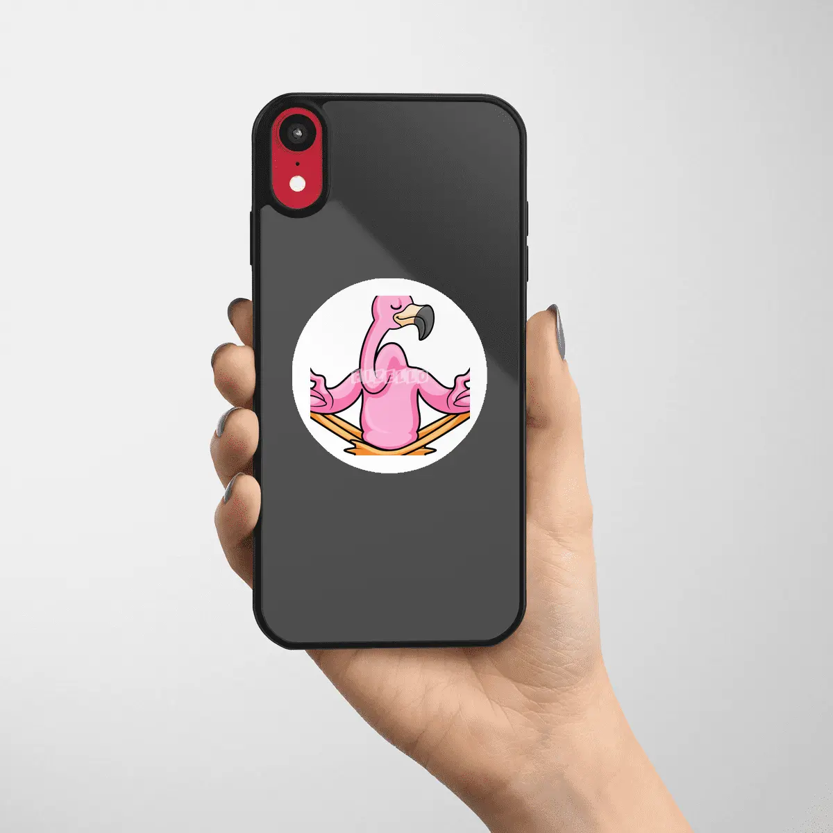 Flamingo at Yoga in Cross-legged Etiket