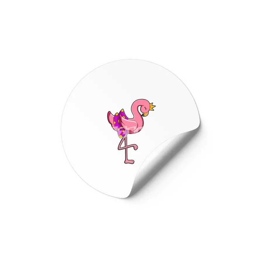 Flamingo with Crown & Skirt Etiket