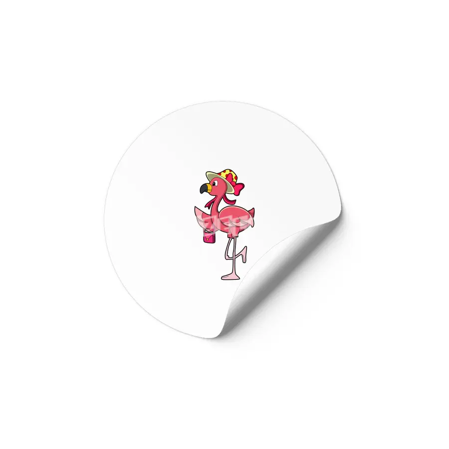 Flamingo with Handbag & Hat Etiket