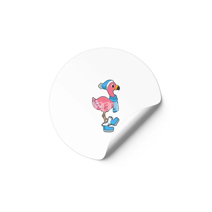 Flamingo with Scarf & Hat Etiket