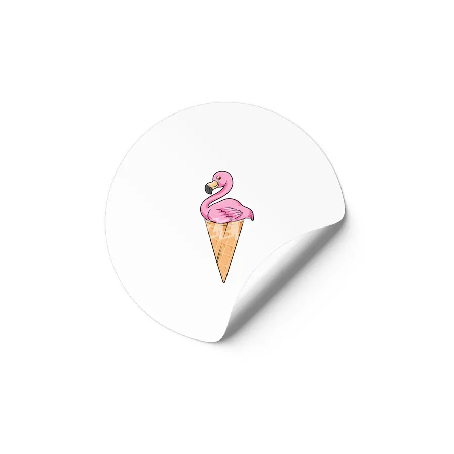 Flamingo with Waffle of Ice cream Etiket
