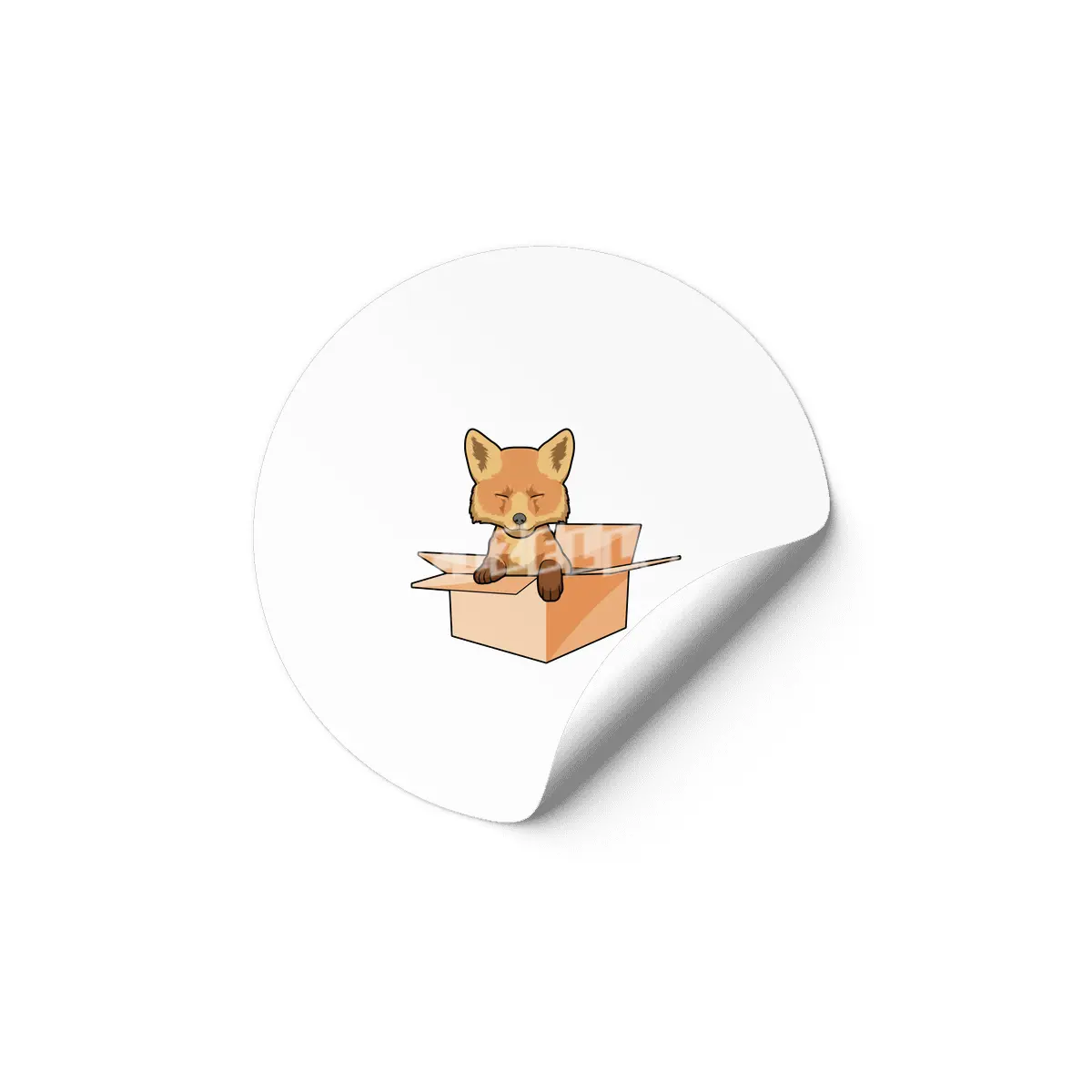 Fox as Baby in Box Etiket