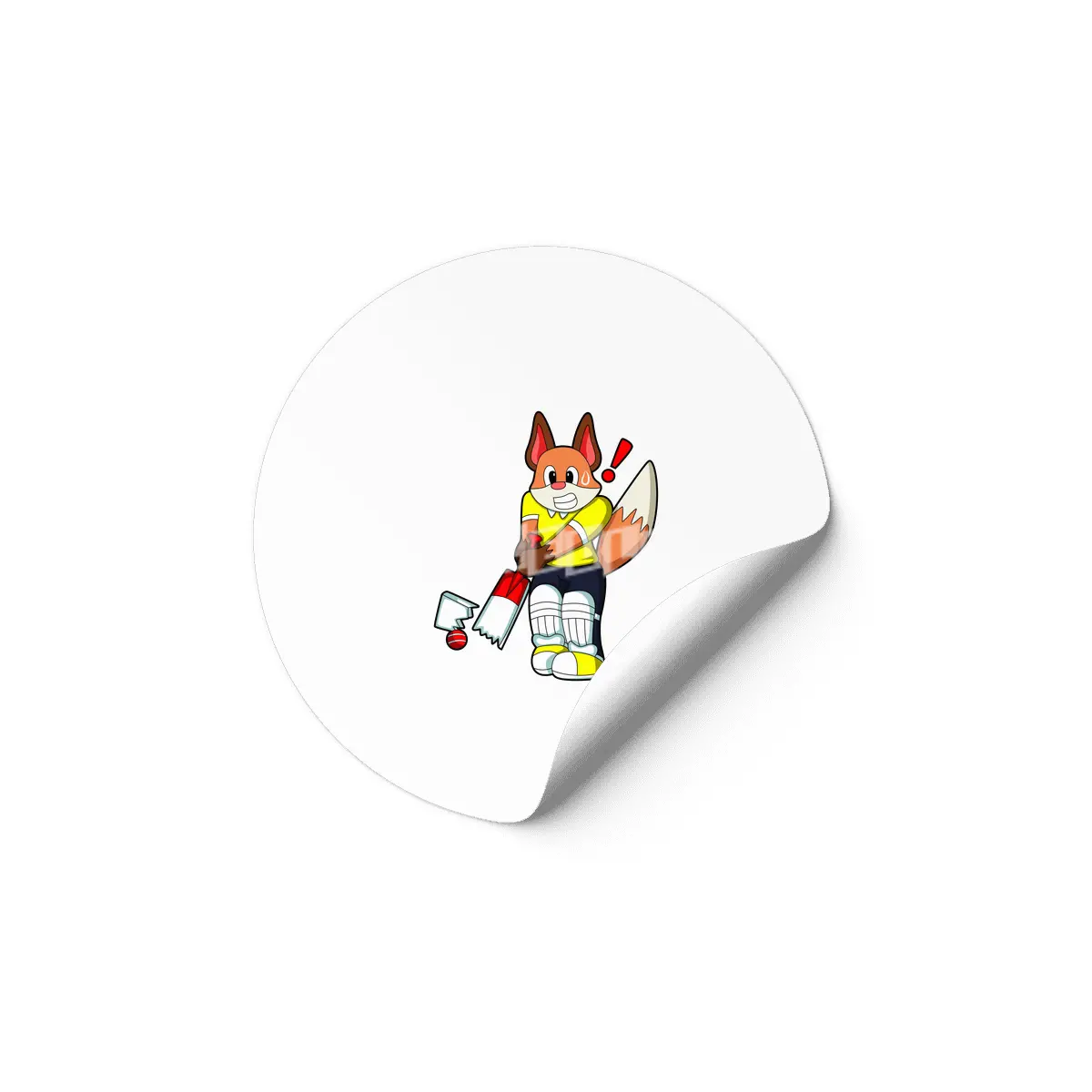 Fox as Batsman with Cricket bat Etiket