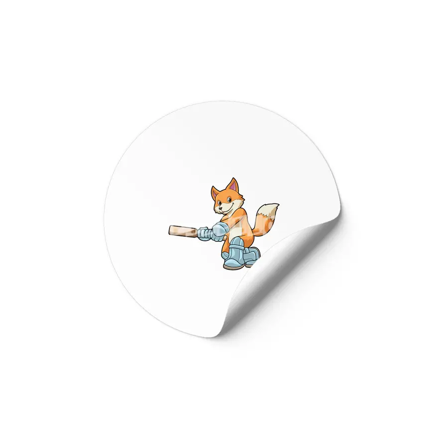 Fox as Batsman with Cricket bat Etiket
