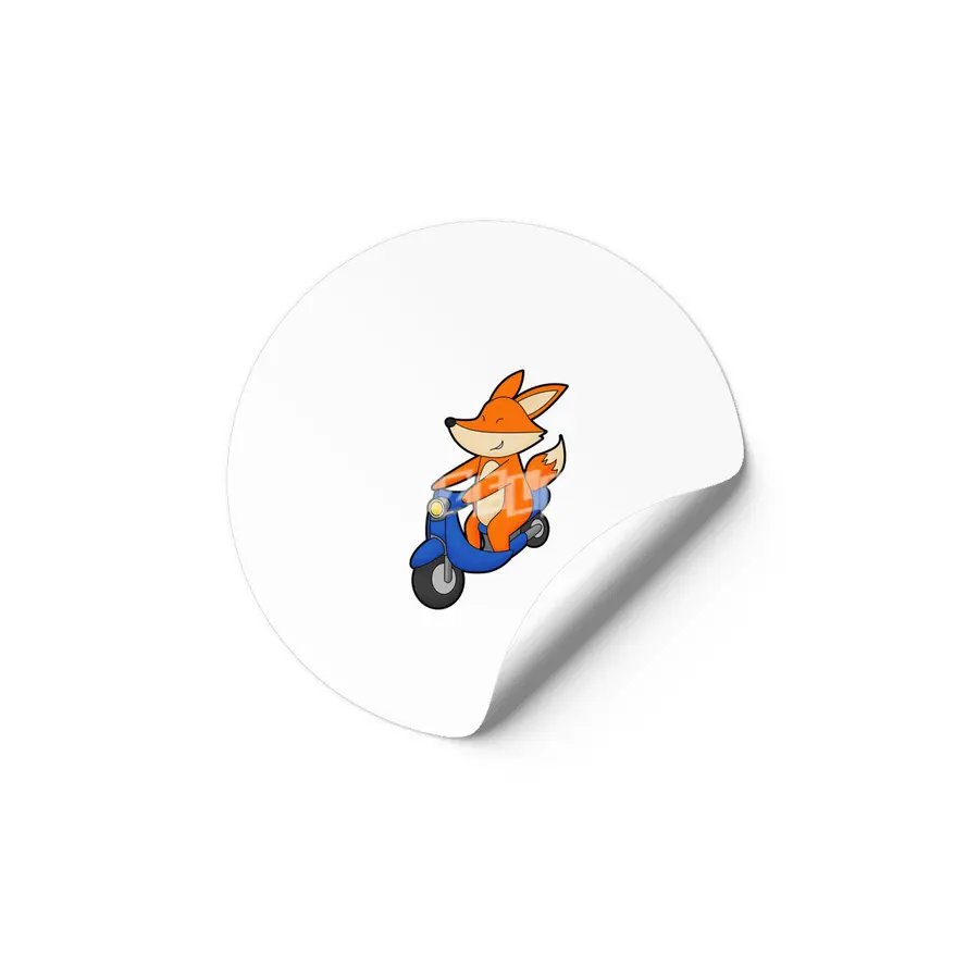 Fox as Biker with Scooter Etiket