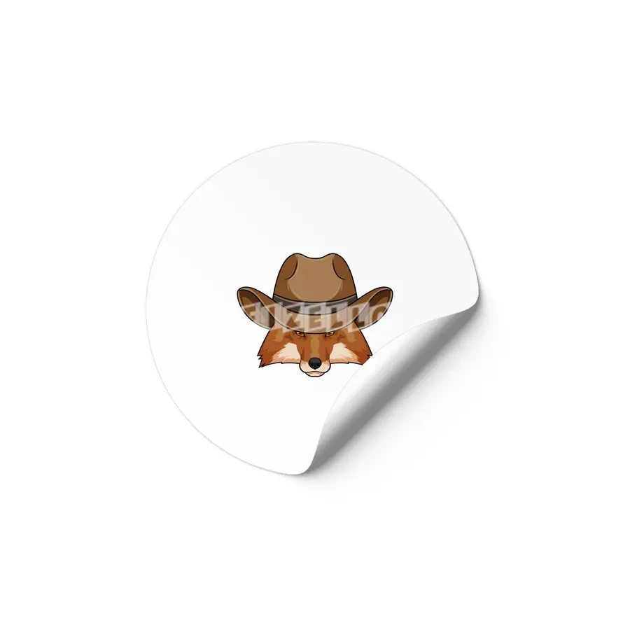 Fox as Cowboy with Hat Etiket