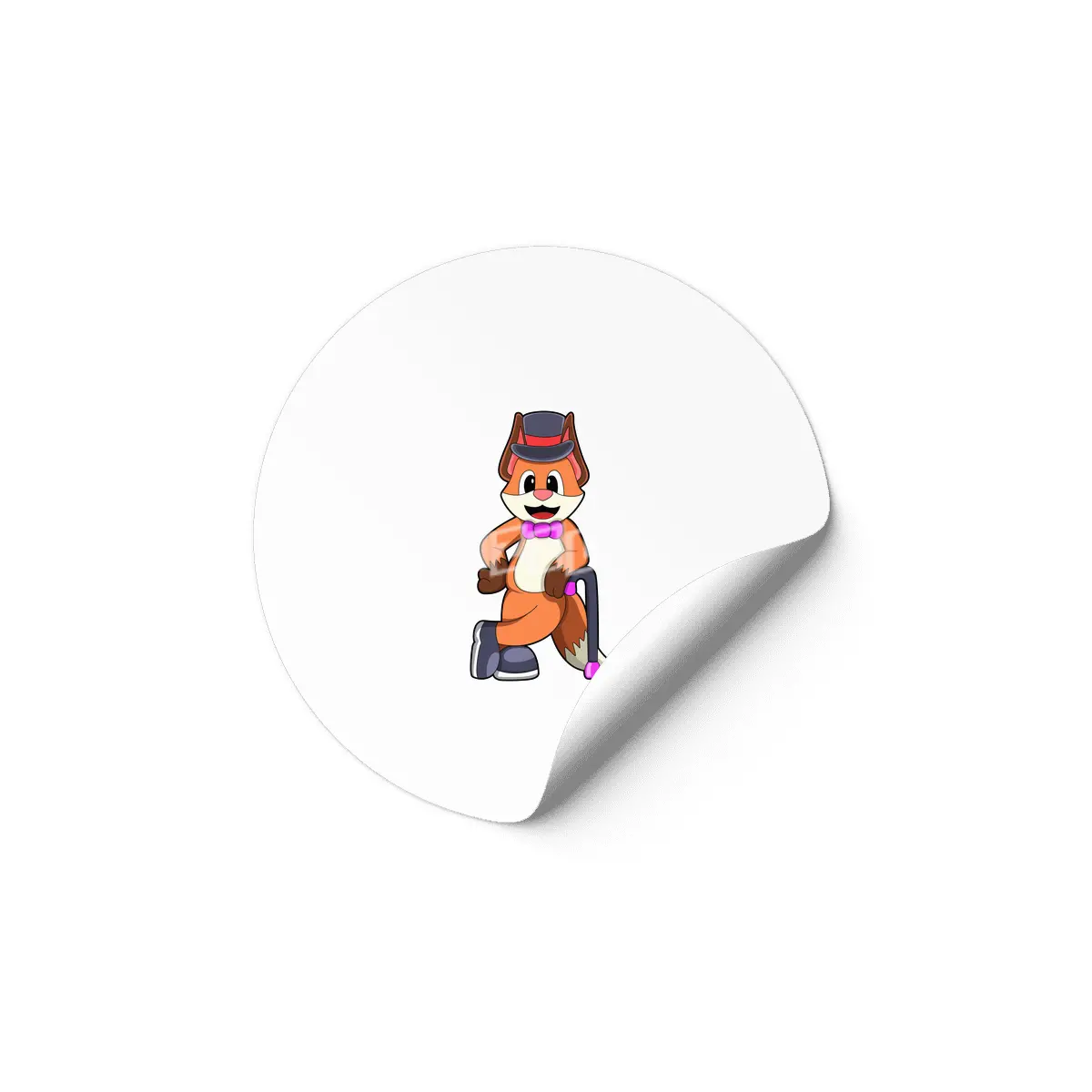 Fox as Gentleman with Hat & Stick Etiket