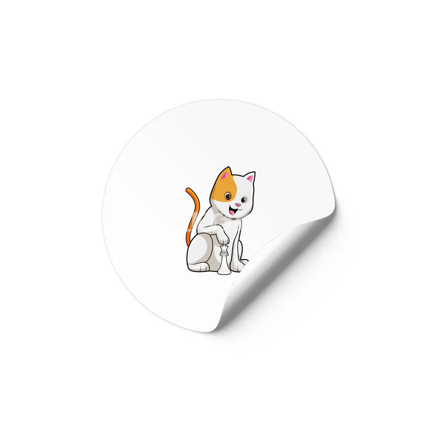 Cat at Chess with Chess piece Queen Etiket