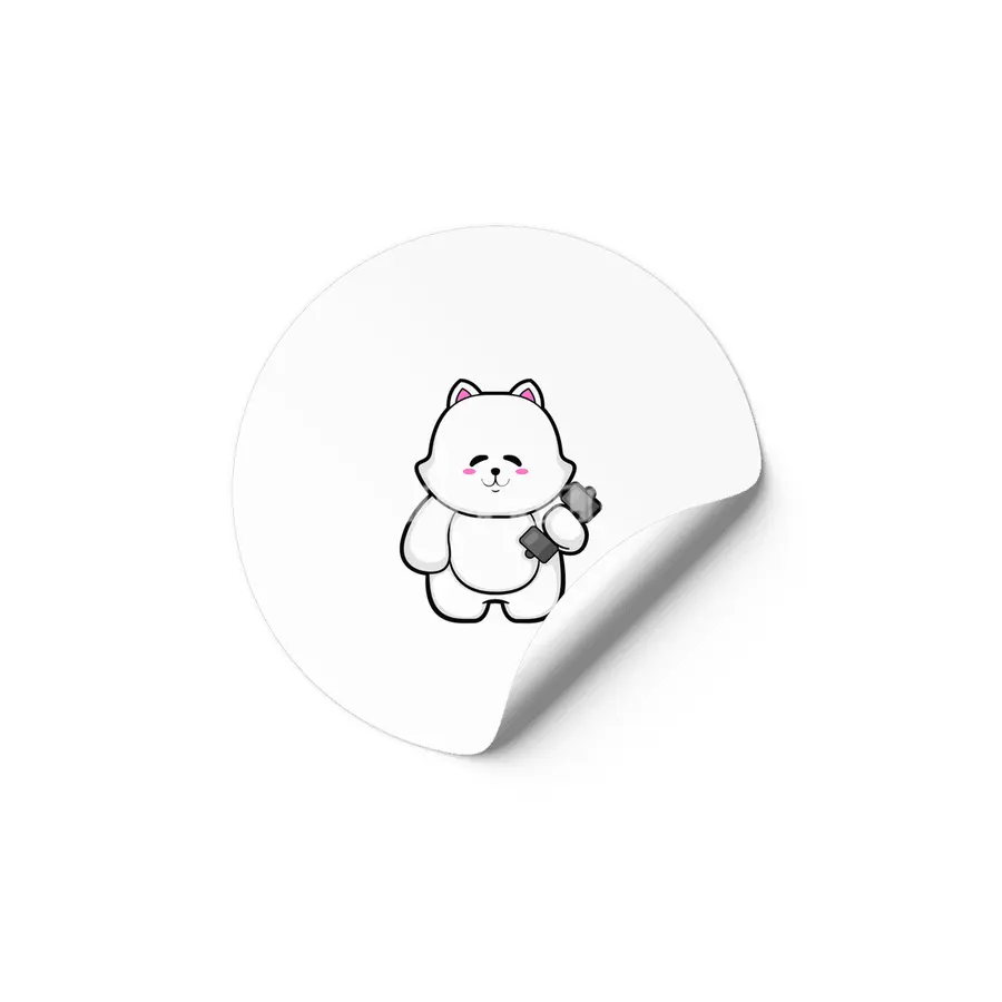 Cat at Fitness with Dumbbell Etiket