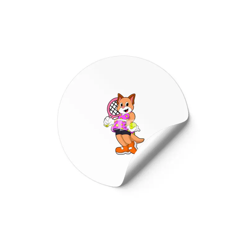Cat at Tennis with Tennis racket Etiket