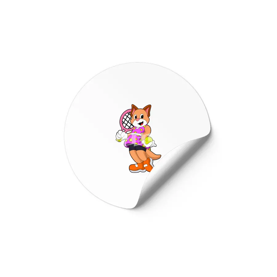 Cat at Tennis with Tennis racket Etiket