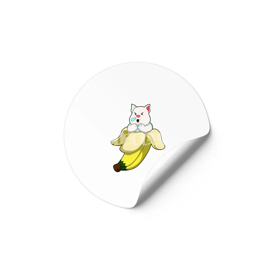 Cat with Banana Etiket