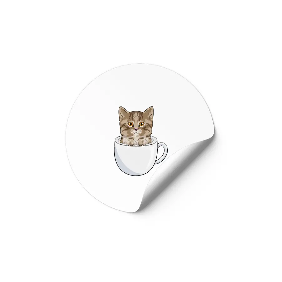 Cat with Cup Etiket