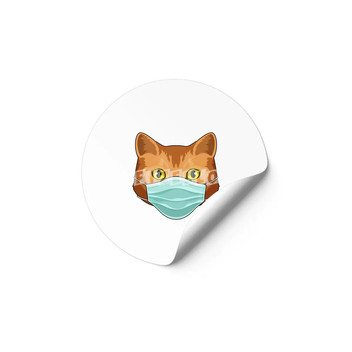 Cat with Face mask Etiket