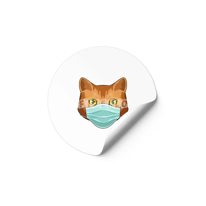 Cat with Face mask Etiket