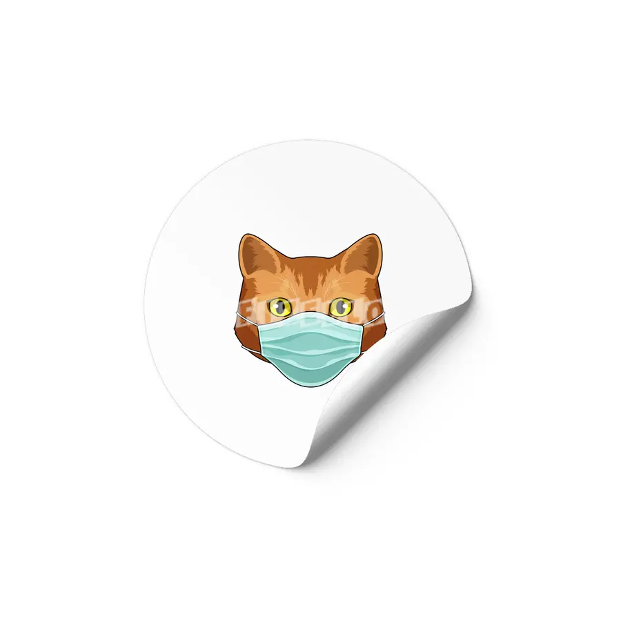 Cat with Face mask Etiket