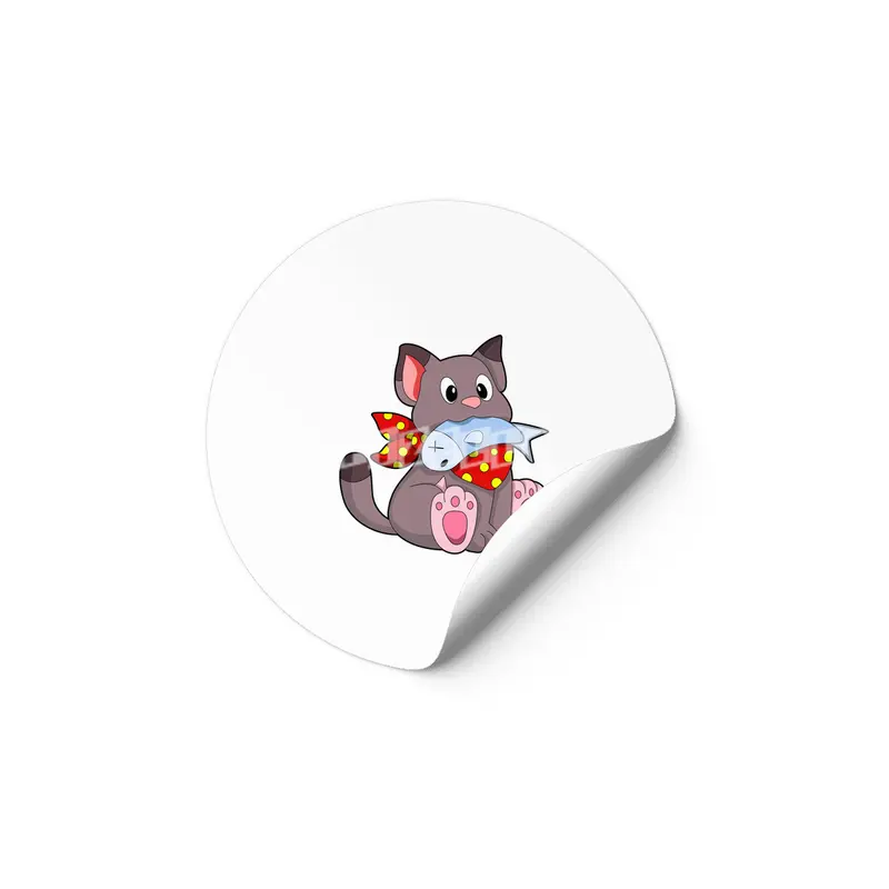 Cat with Ribbon & Fish Etiket