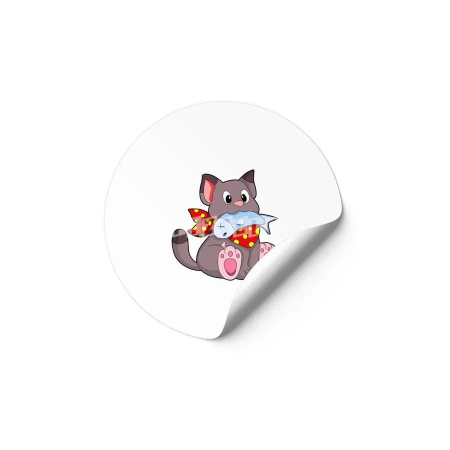 Cat with Ribbon & Fish Etiket