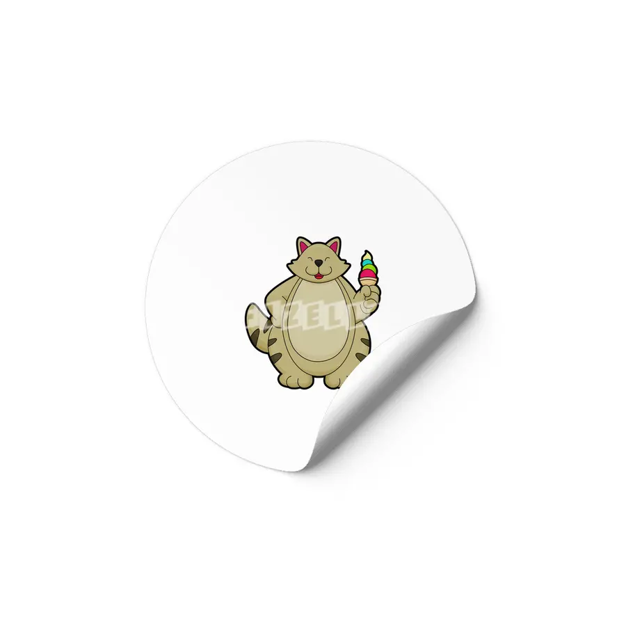 Cat with Waffle ice cream Etiket