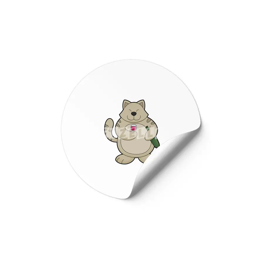 Cat with Wine glass & Wine bottle Etiket