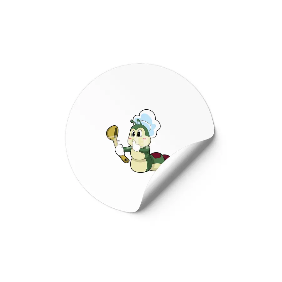 Caterpillar as Chef with Wooden spoon Etiket