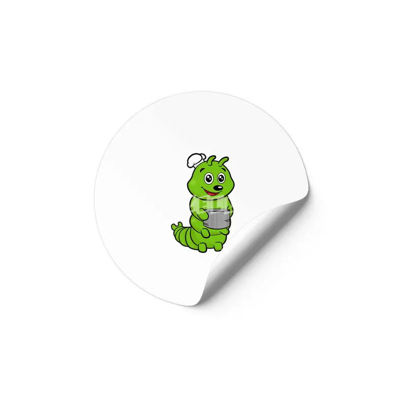 Caterpillar as Cook with Cooking pot Etiket