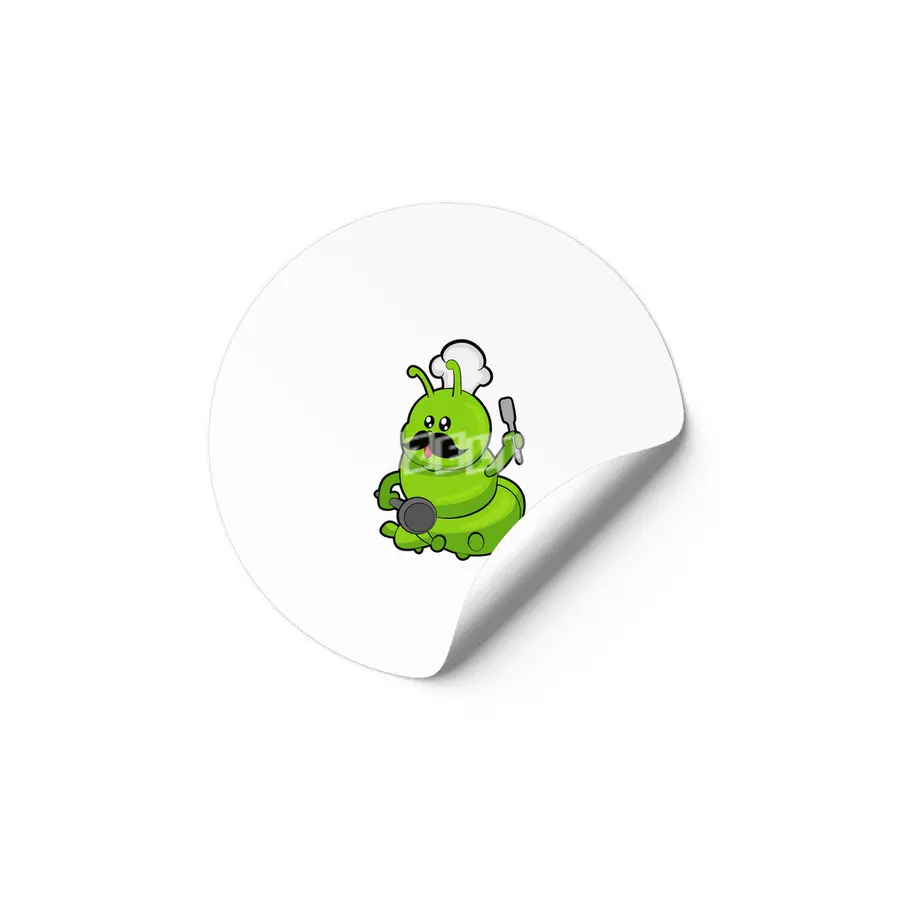 Caterpillar as Cook with Mustache Etiket