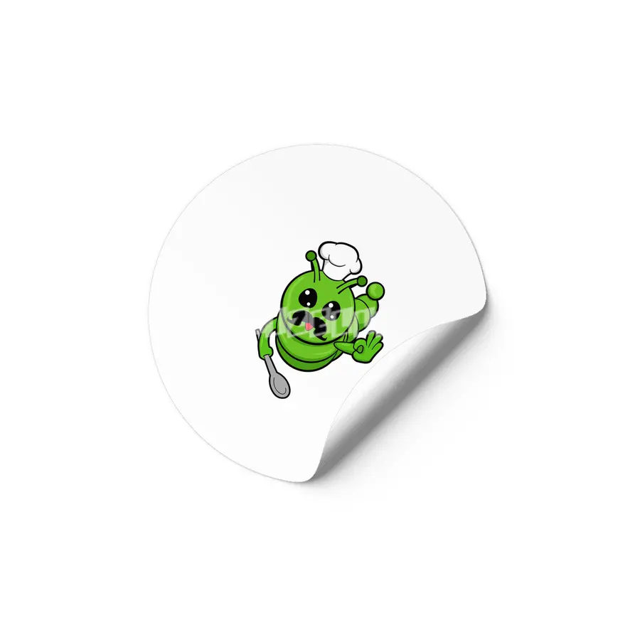 Caterpillar as Cook with Spoon Etiket