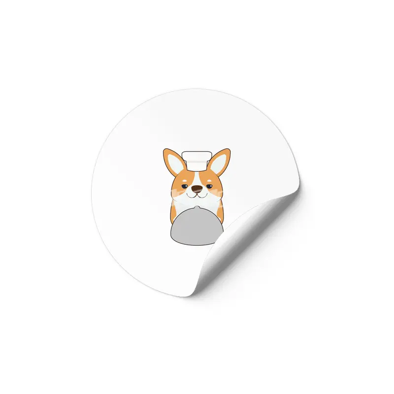 Dog puppy as Cook with Platter Etiket