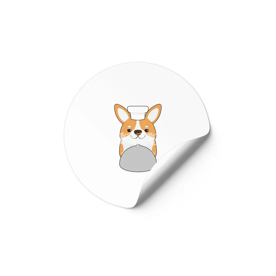 Dog puppy as Cook with Platter Etiket