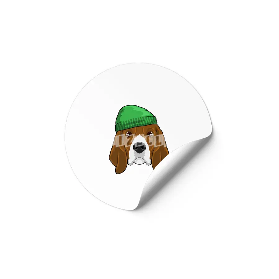 Dog with Beanie Etiket