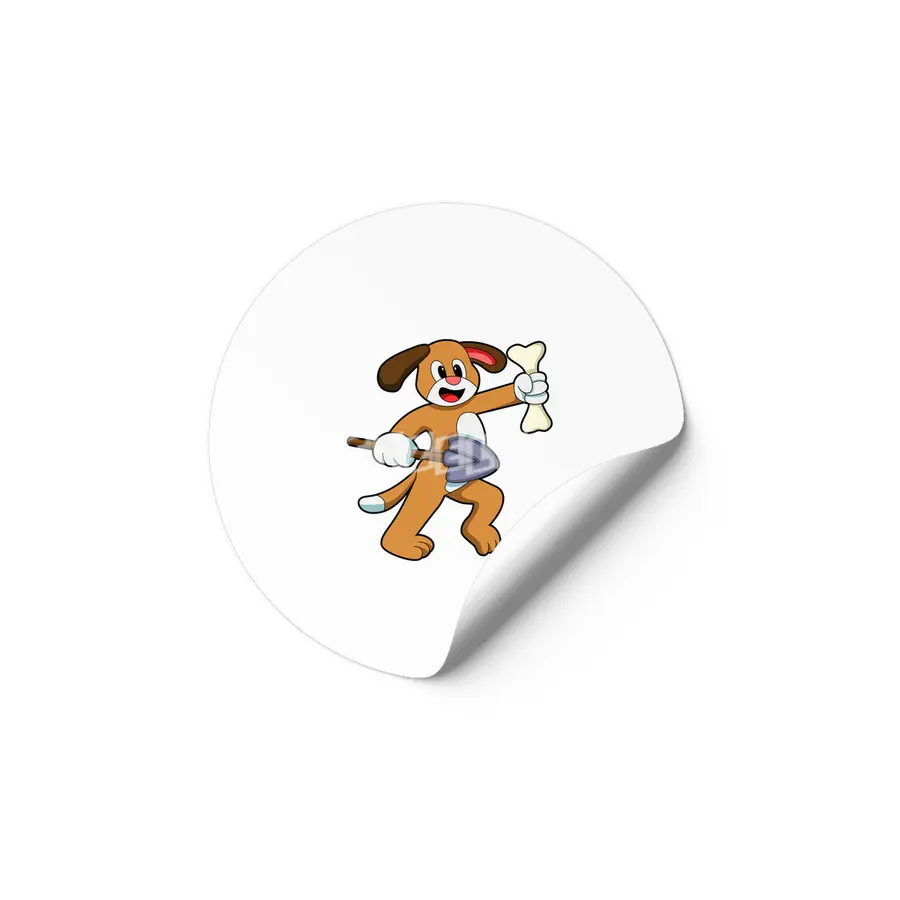 Dog with Bone & Shovel Etiket