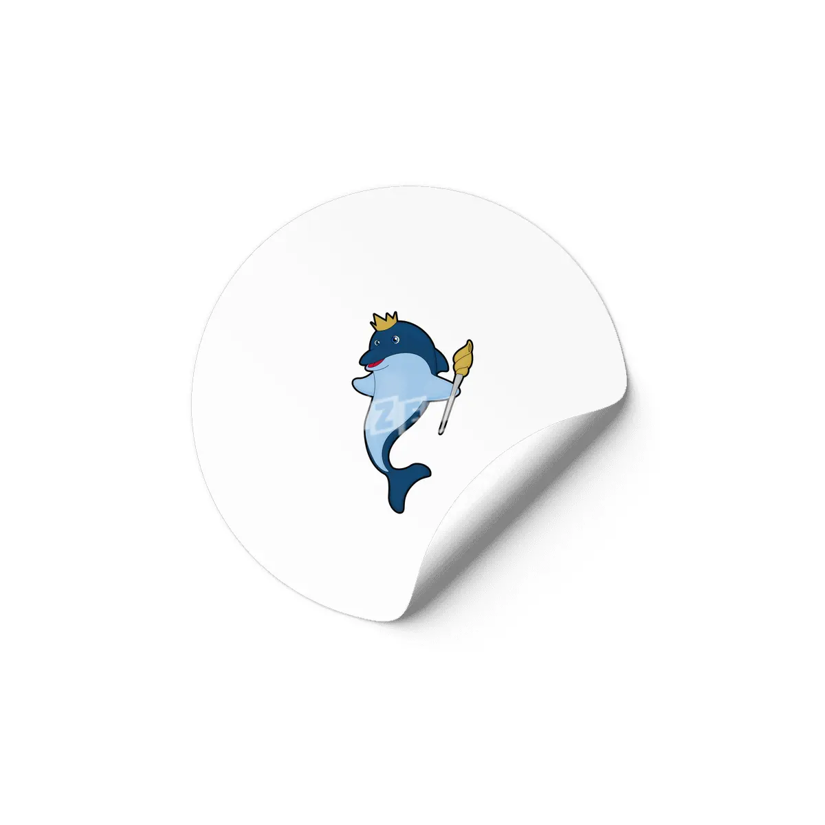 Dolphin as King with Staff & Crown Etiket