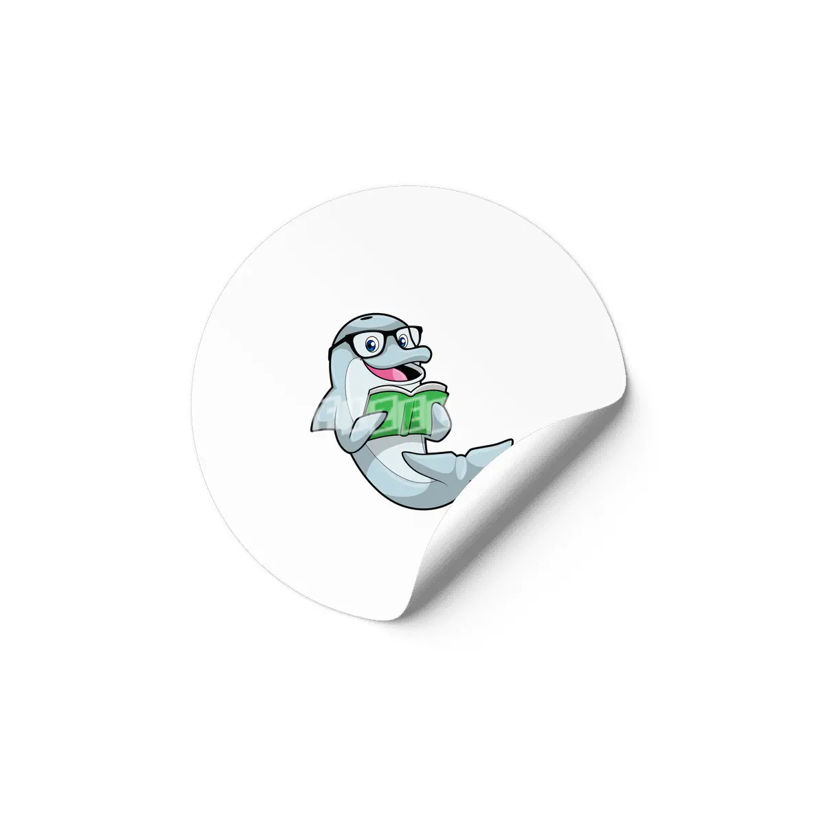 Dolphin as Nerd with Glasses & Book Etiket