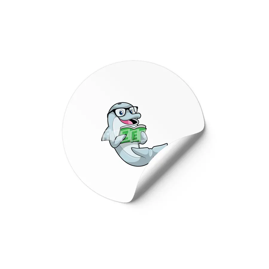 Dolphin as Nerd with Glasses & Book Etiket